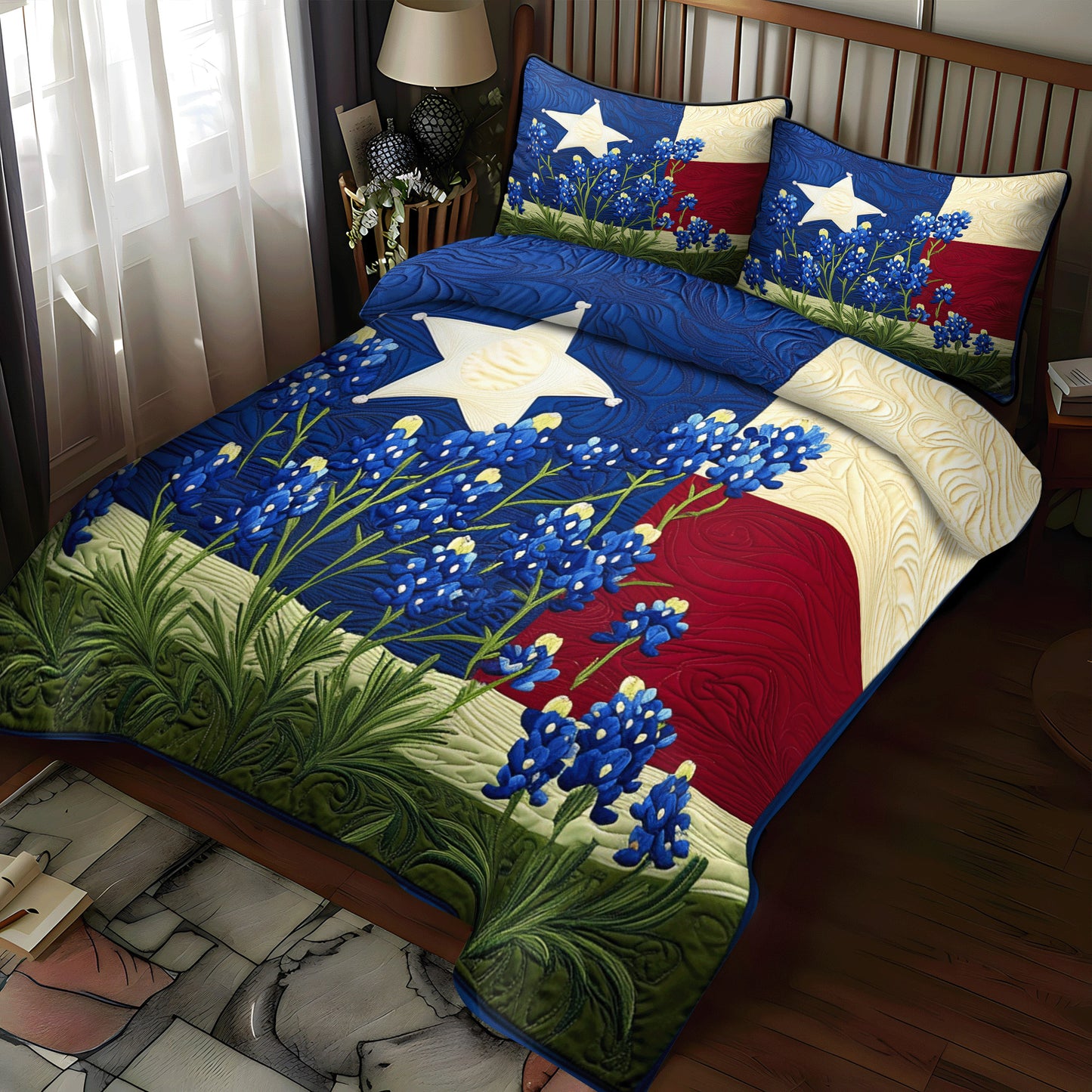 Bluebonnet 3-Piece Quilted Bedding Set NCU0VT138