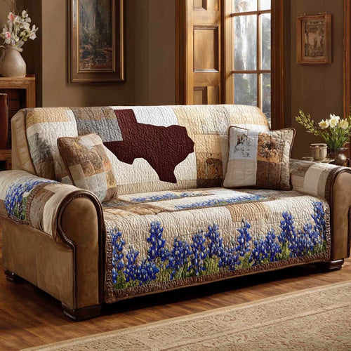 Bluebonnet Fields Quilted Sofa Cover NCU0XD2269