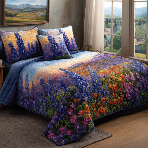 Bluebonnet Garden Sunset 3-Piece Quilted Bedding Set NCU0QD016