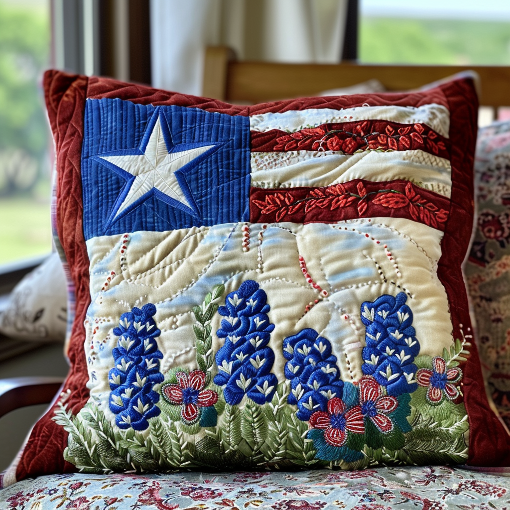 Bluebonnet Glory Quilted Pillow Case NCU0DV4736