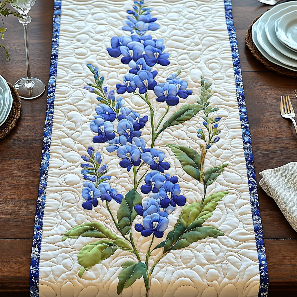 Bluebonnet Glory Quilted Table Runner NCU0DV4731
