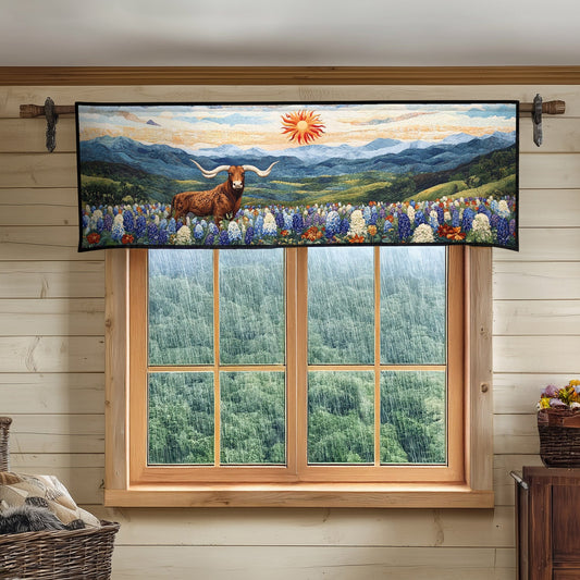 Bluebonnet Longhorn Quilted Valance NCU0PT6323
