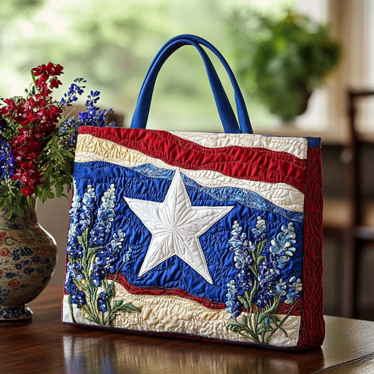 Bluebonnet Meadow Whispers Quilted Tote Bag NCU0NT8558