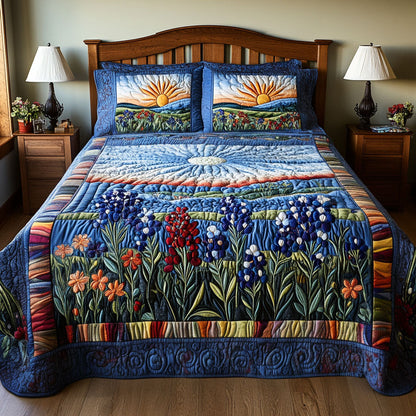 Bluebonnet Meadows 3-Piece Quilted Bedding Set NCU0PT6411