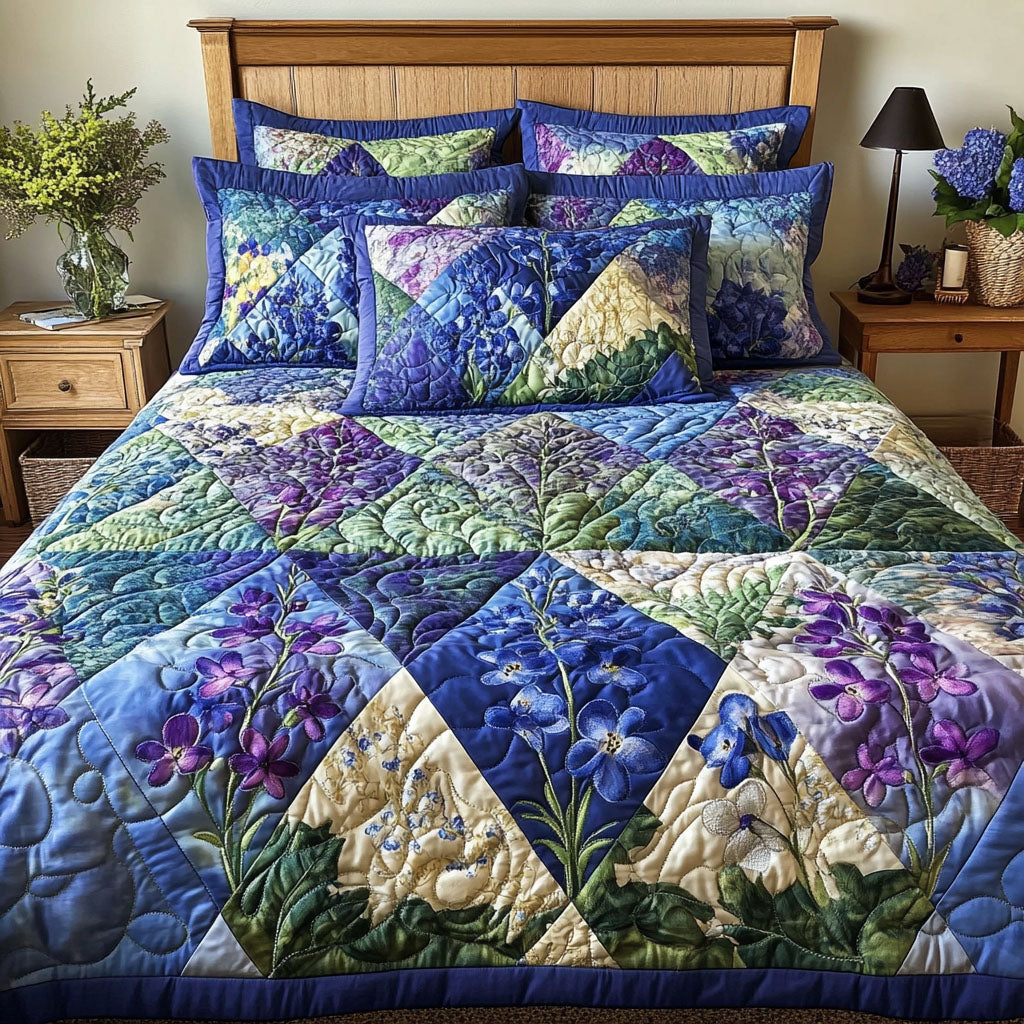 Bluebonnet Patchwork 3-Piece Quilted Bedding Set NCU0PT6390