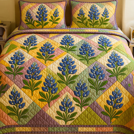 Bluebonnet Path 3-Piece Quilted Bedding Set NCU0NT6471
