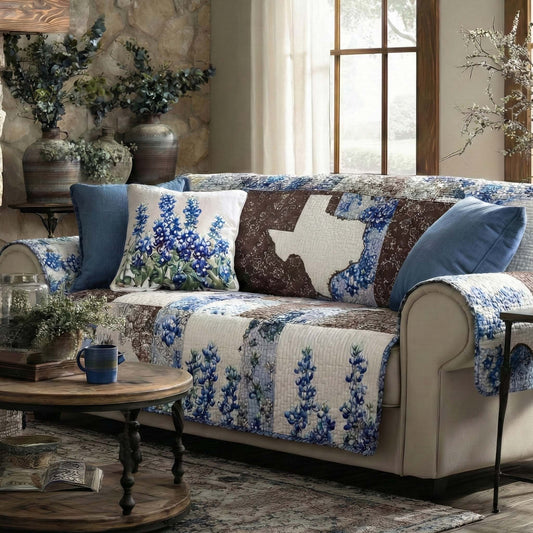 Bluebonnet Ranch Quilted Sofa Cover NCU0XD2266
