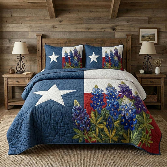 Bluebonnet Starfield 3-Piece Quilted Bedding Set NCU0QD004