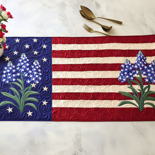 Bluebonnet Stripes Quilted Table Runner NCU0NT5507