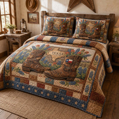 Bluebonnet Trail 3-Piece Quilted Bedding Set NCU0QD027