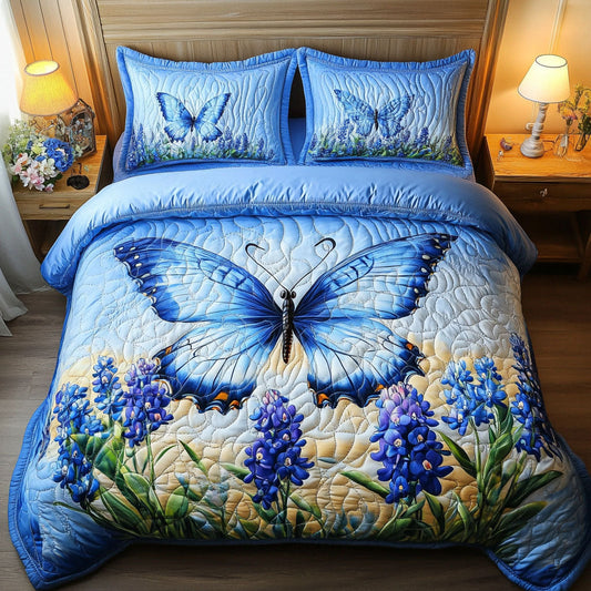 Bluebonnet Wings 3-Piece Quilted Bedding Set NCU0NT5835