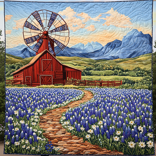 Bluebonnets Hill Quilted Blanket NCU0DV4770