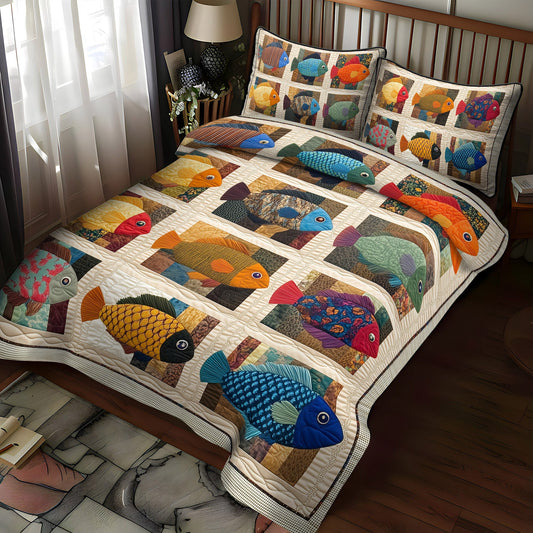 Bluegill Meadows 3-Piece Quilted Bedding Set NCU0PT6945