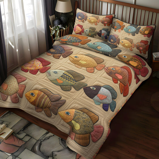 Bluegill Moments 3-Piece Quilted Bedding Set NCU0PT6946