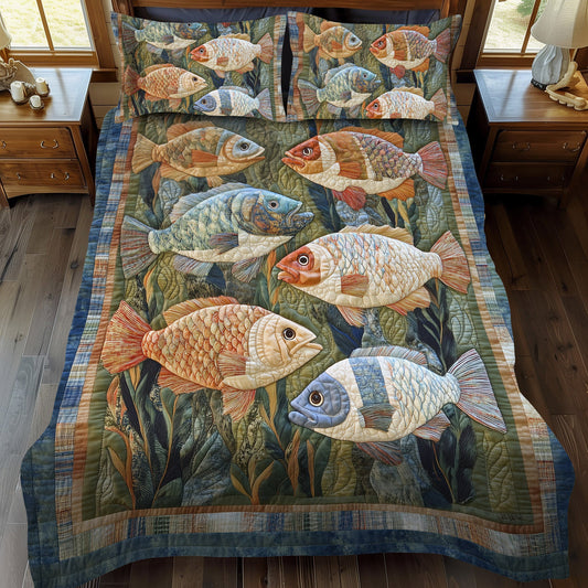 Bluegill Waters 3-Piece Quilted Bedding Set NCU0PT6947