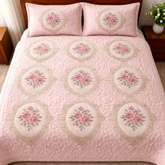 Blush Garden 3-Piece Quilted Bedding Set NCU0TV1676