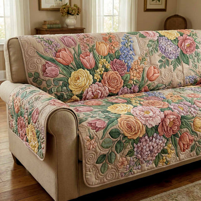Blush Garden Quilted Sofa Cover NCU0XD2443