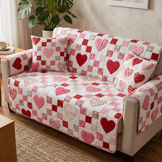 Blush Garden Quilted Sofa Cover NCU0XD2531