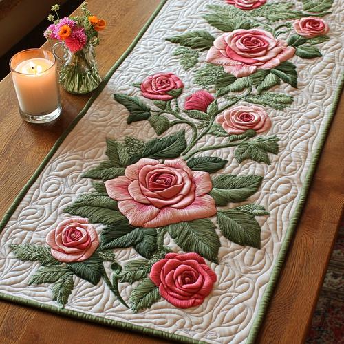 Blush Garden Quilted Table Runner NCU0VH5498