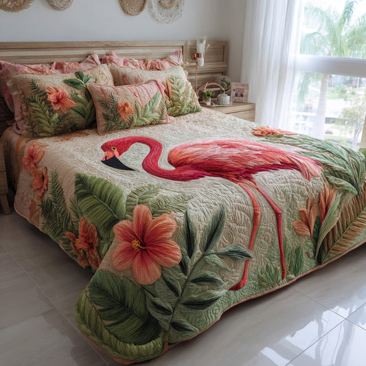 Blush Paradise 3-Piece Quilted Bedding Set NCU0VL3521