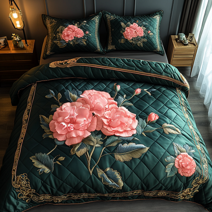 Blush Petals 3-Piece Quilted Bedding Set NCU0DV5043