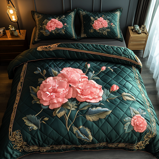 Blush Petals 3-Piece Quilted Bedding Set NCU0DV5043