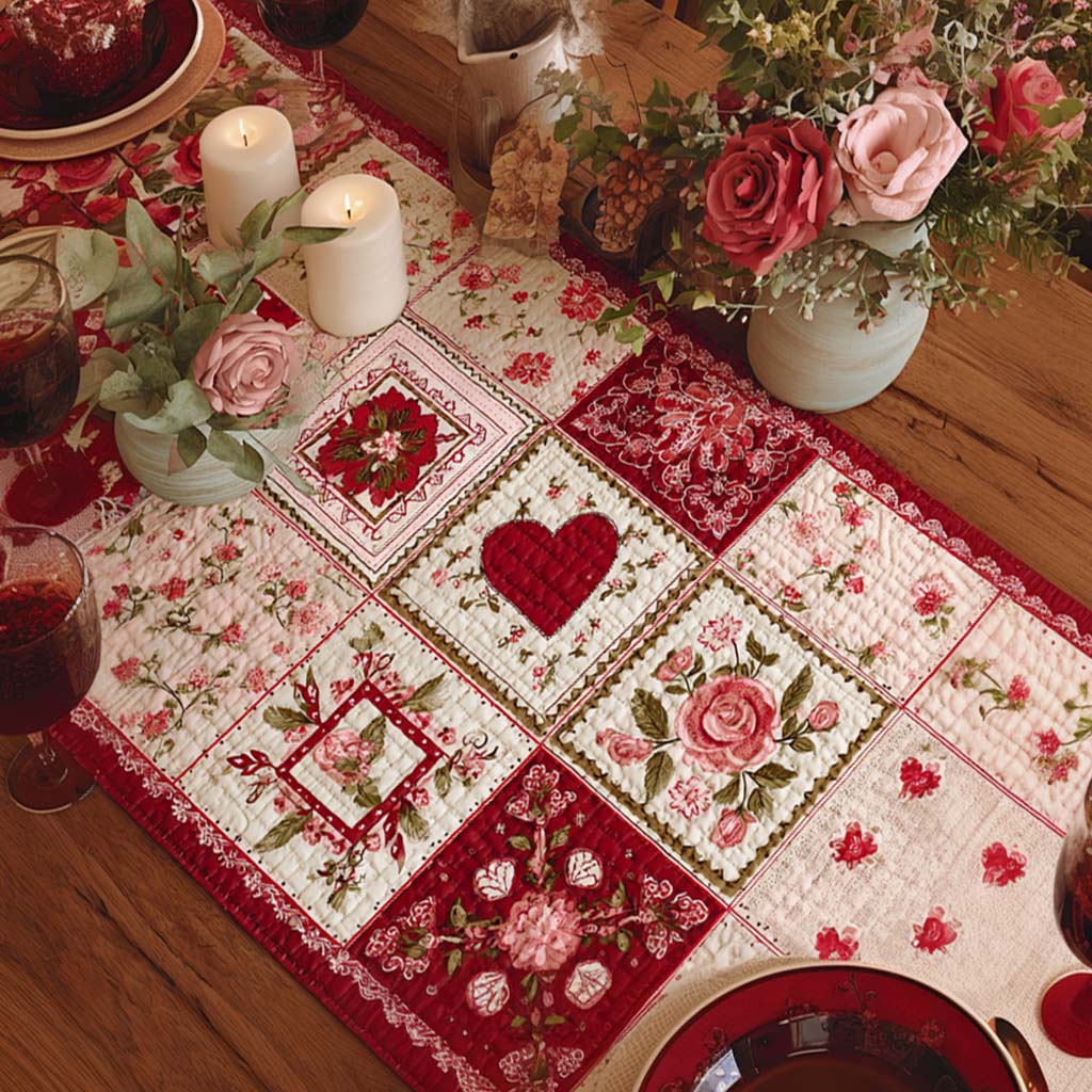 Cottage Heart Quilted Table Runner NCU0VT366