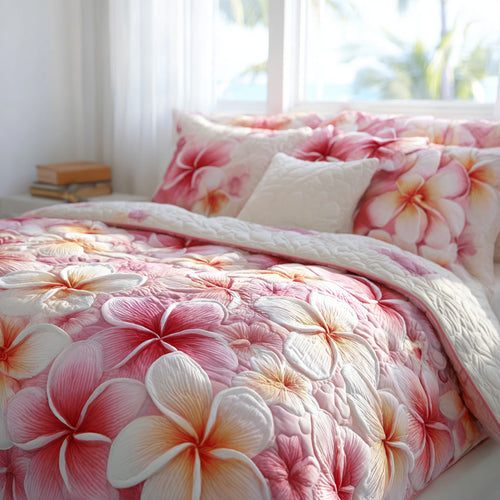 Blushing Bloom 3-Piece Quilted Bedding Set NCU0VL3562