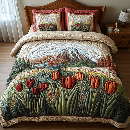 Blushing Fields 3-Piece Quilted Bedding Set NCU0DV6619