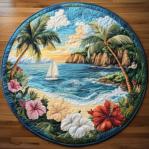 Blushing Hibiscus Quilted Round Mat NCU0DV4603