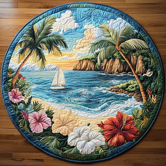 Blushing Hibiscus Quilted Round Mat NCU0DV4603
