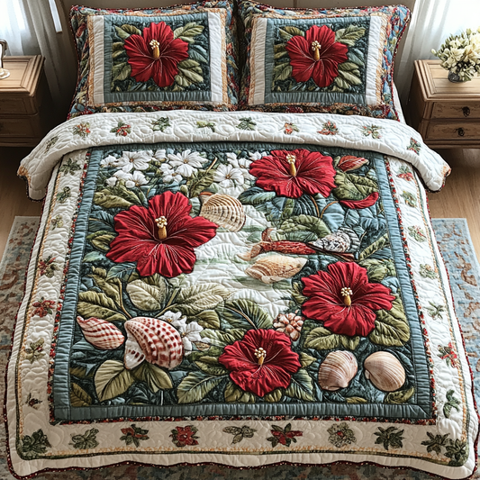 Blushing Paradise 3-Piece Quilted Bedding Set NCU0DV4866