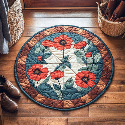 Blushing Poppy Garden Quilted Round Mat NCU0XD132