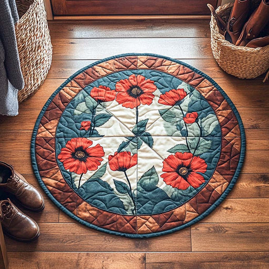 Blushing Poppy Garden Quilted Round Mat NCU0XD132