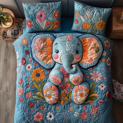 Bohemian Elephant 3-Piece Quilted Bedding Set NCU0NT8140