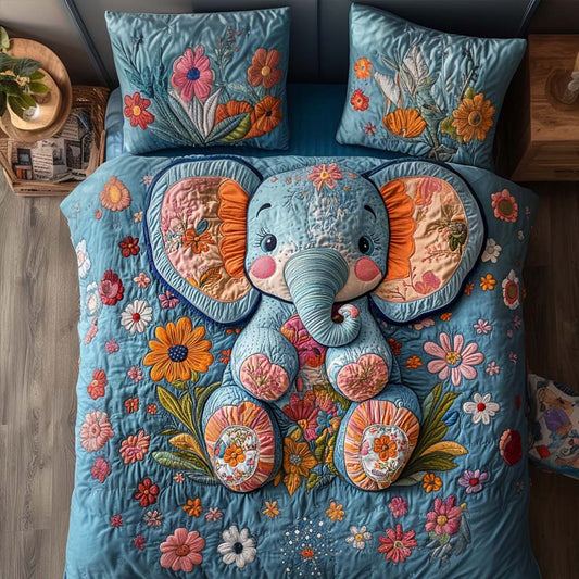 Bohemian Elephant 3-Piece Quilted Bedding Set NCU0NT8140
