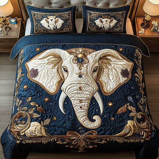 Bohemian Elephant 3-Piece Quilted Bedding Set NCU0VH1160