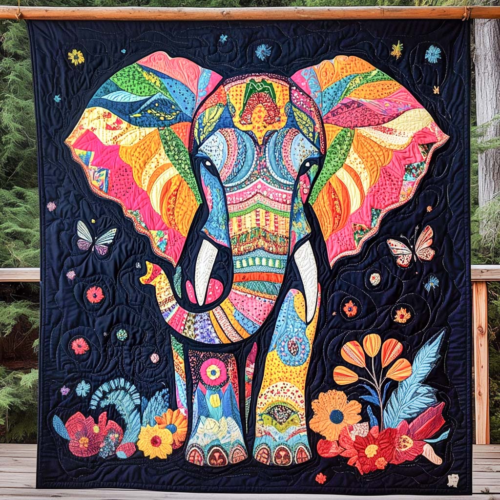 Bohemian Elephant Dream Quilted Blanket NCU0NT1101