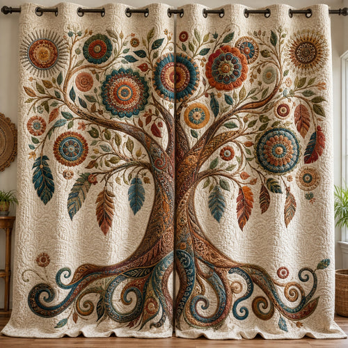 Bohemian Feather Bloom Quilted Curtains NCU0VL4006