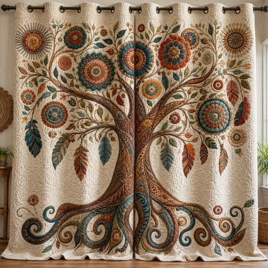 Bohemian Feather Bloom Quilted Curtains NCU0VL4006