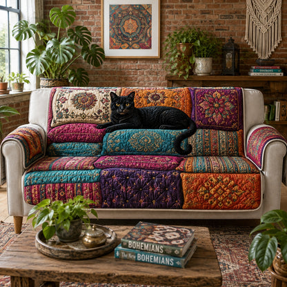 Bohemian Midnight Panther Quilted Sofa Cover NCU0VL3915