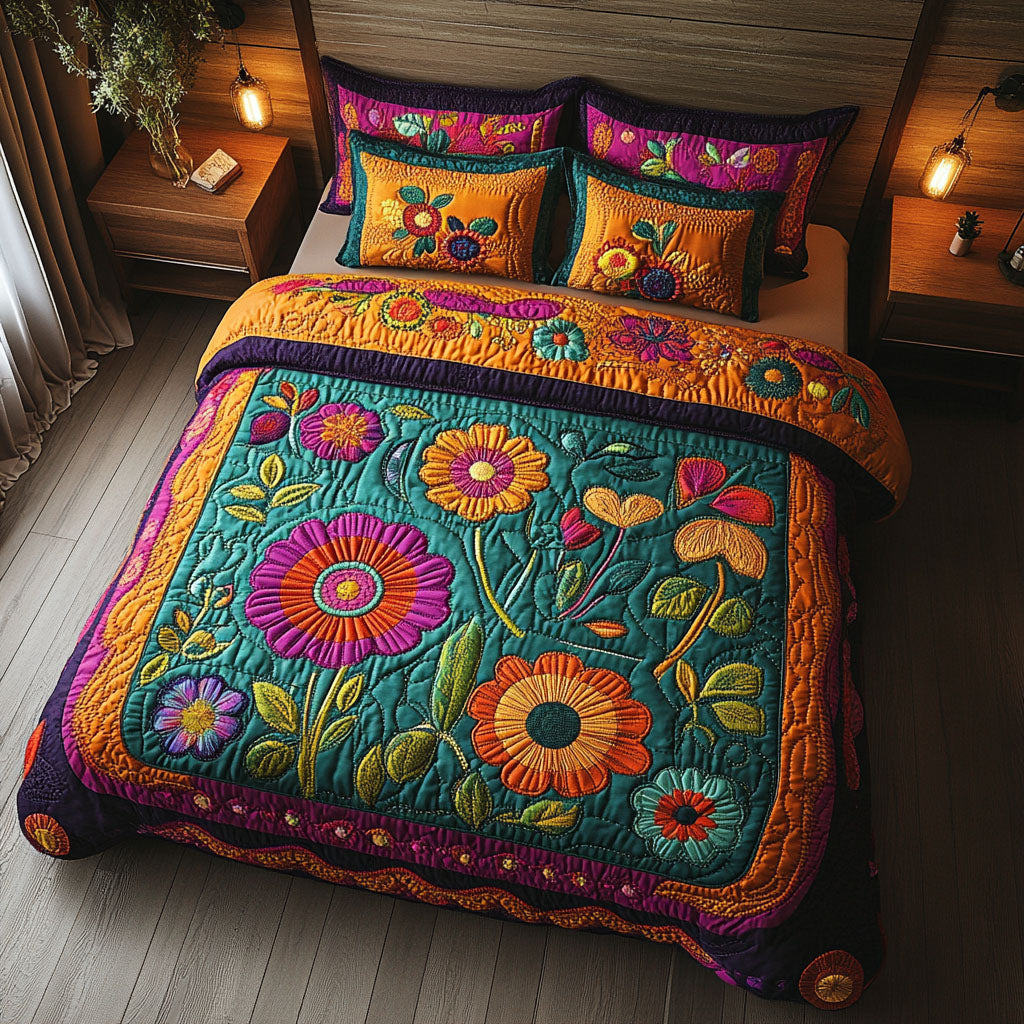 Boho Beauty 3-Piece Quilted Bedding Set NCU0PT7025