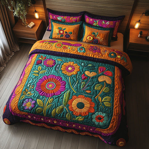Boho Beauty 3-Piece Quilted Bedding Set NCU0PT7025