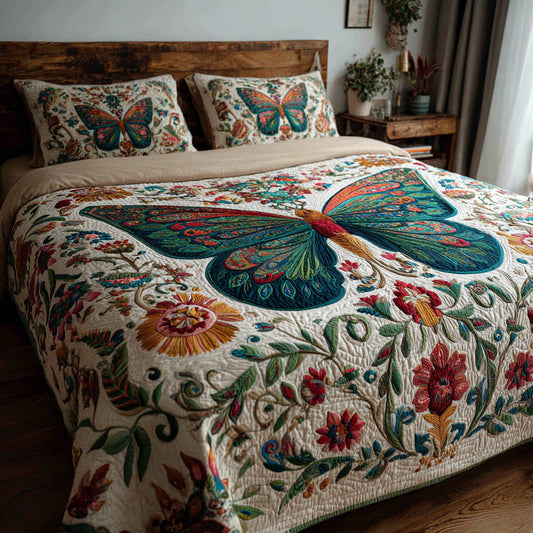 Boho Butterfly 3-Piece Quilted Bedding Set NCU0VL3170