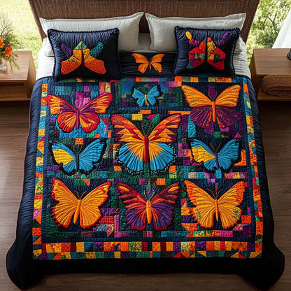 Boho Butterfly Dreams 3-Piece Quilted Bedding Set NCU0NT8319