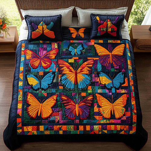 Boho Butterfly Dreams 3-Piece Quilted Bedding Set NCU0NT8319