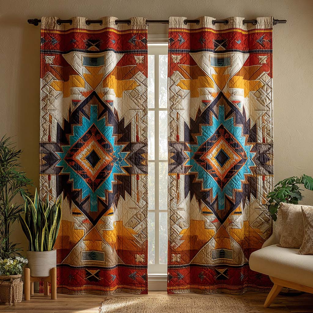 Boho Canyon Patchwork Quilted Curtains NCU0XD1872