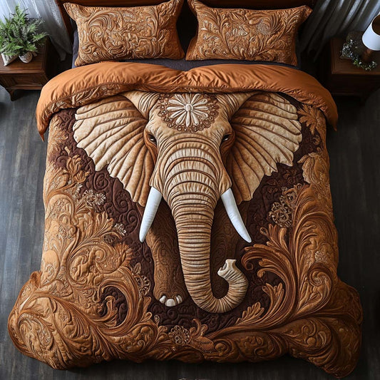 Boho Elephant 3-Piece Quilted Bedding Set NCU0NT8133