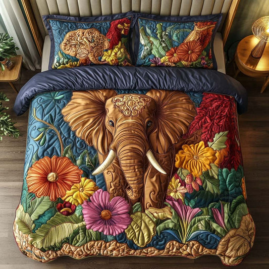 Boho Elephant Dream 3-Piece Quilted Bedding Set NCU0NT8301