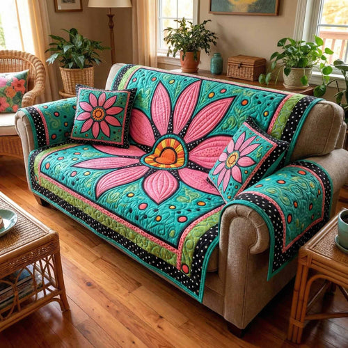 Boho Flower Quilted Sofa Cover NCU0XD2461